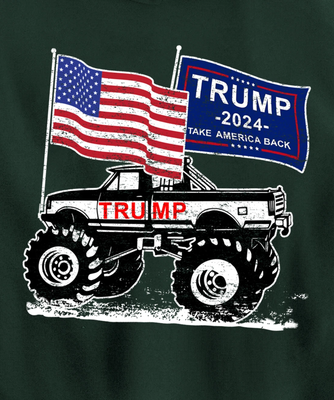 Trump Monster Truck Rally, Trump Flag, Trump 2024 Pullover Hoodie
