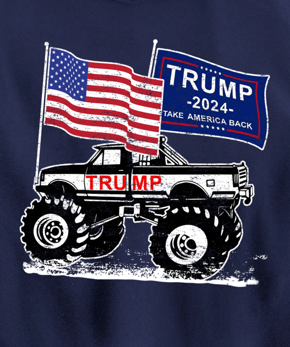 Trump Monster Truck Rally, Trump Flag, Trump 2024 Pullover Hoodie