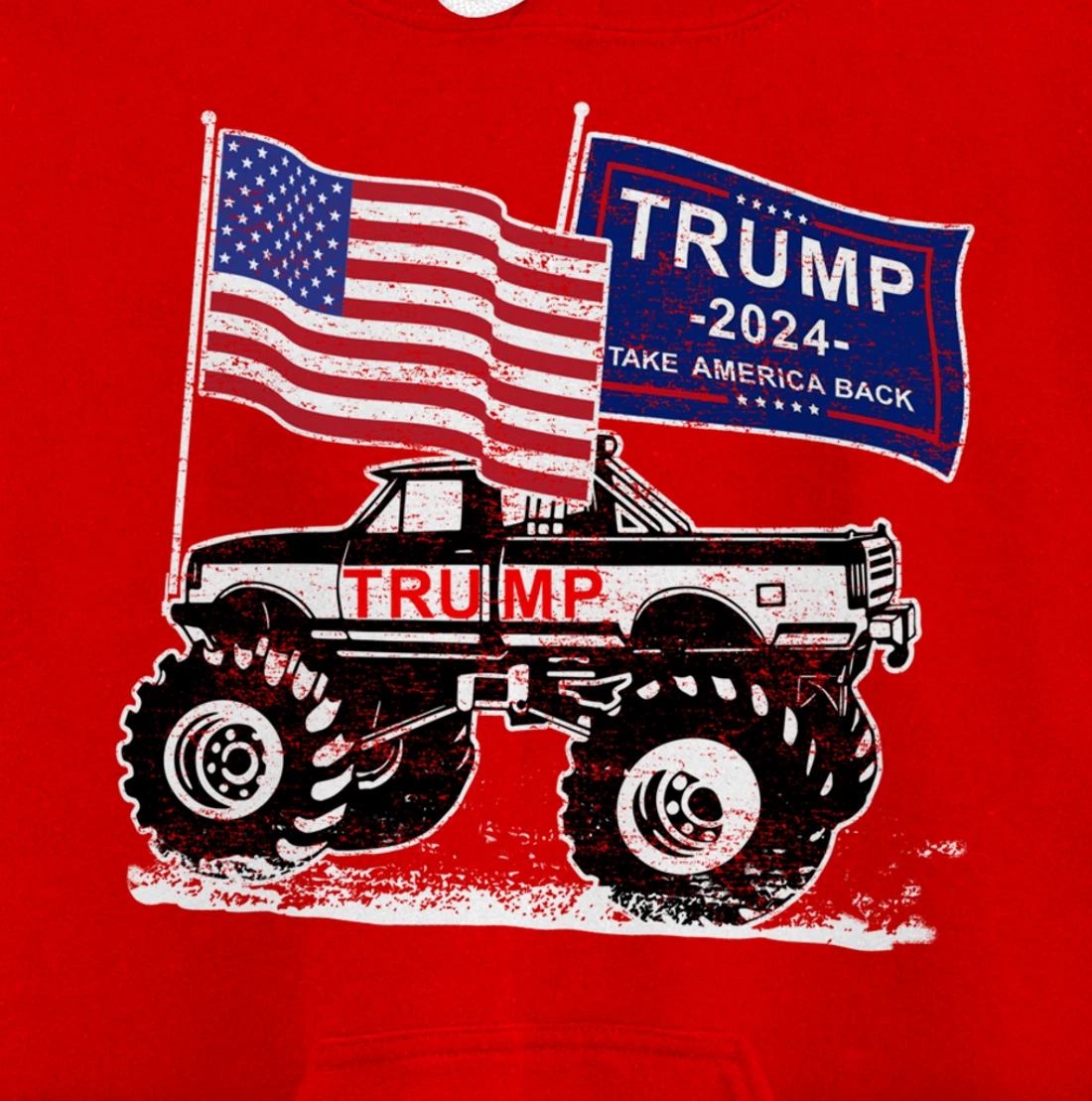 Trump Monster Truck Rally, Trump Flag, Trump 2024 Pullover Hoodie