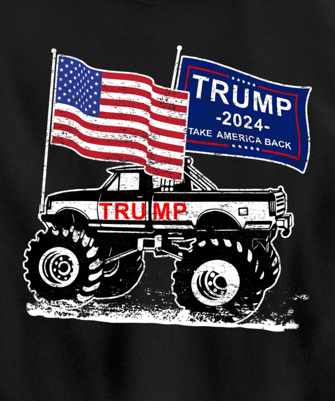Trump Monster Truck Rally, Trump Flag, Trump 2024 Pullover Hoodie