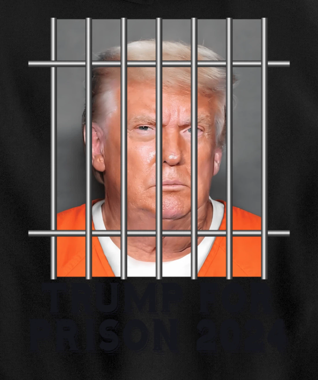 Trump Not Guilty Mugshot Orange Jumpsuit Parody Behind Bars Pullover Hoodie