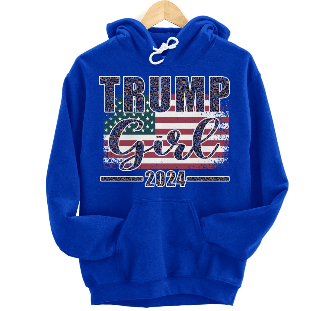 Trump Girl 2024 Pro Trump Supporter for Women Leopard Print Pullover Hoodie