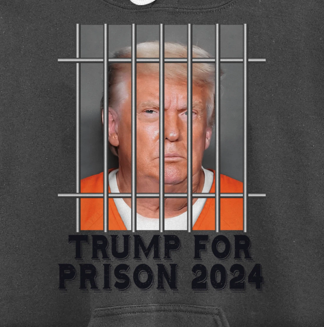 Trump Not Guilty Mugshot Orange Jumpsuit Parody Behind Bars Pullover Hoodie