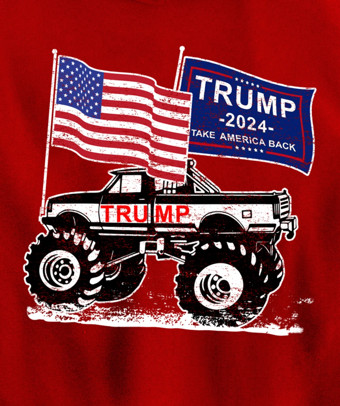 Trump Monster Truck Rally, Trump Flag, Trump 2024 Pullover Hoodie