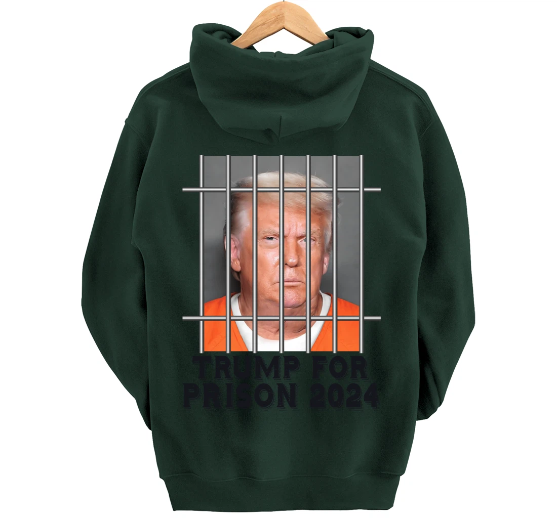 Trump Not Guilty Mugshot Orange Jumpsuit Parody Behind Bars Pullover Hoodie