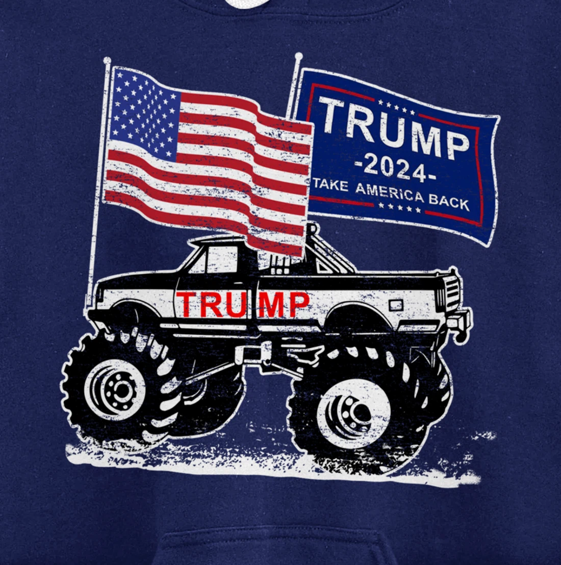 Trump Monster Truck Rally, Trump Flag, Trump 2024 Pullover Hoodie