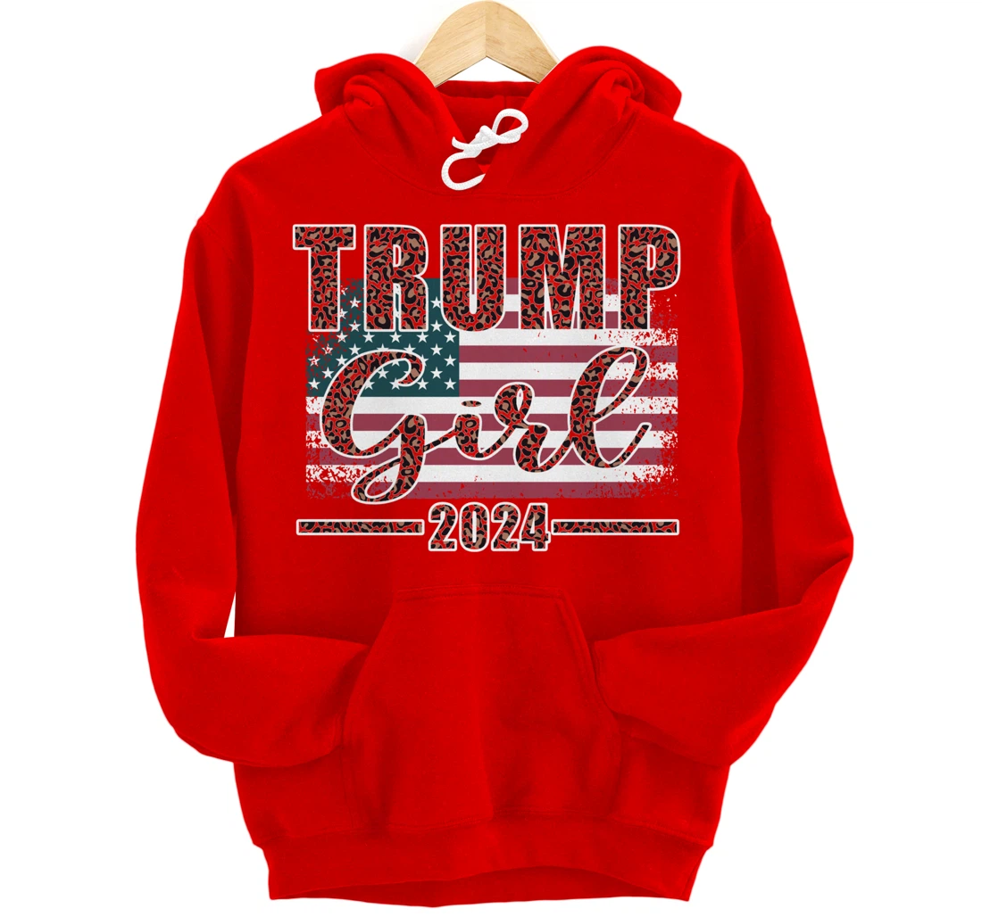 Trump Girl 2024 Pro Trump Supporter for Women Leopard Print Pullover Hoodie