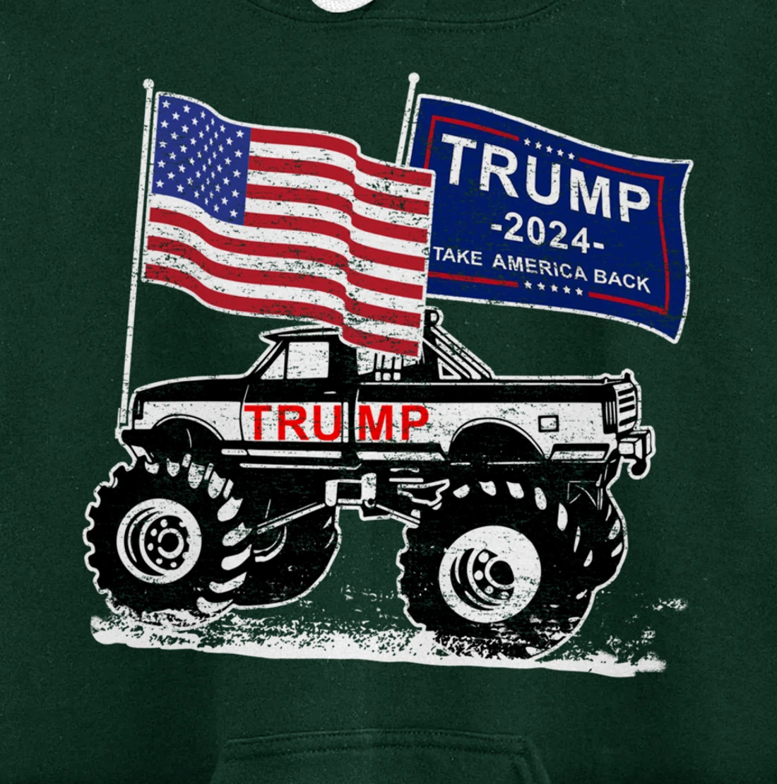 Trump Monster Truck Rally, Trump Flag, Trump 2024 Pullover Hoodie