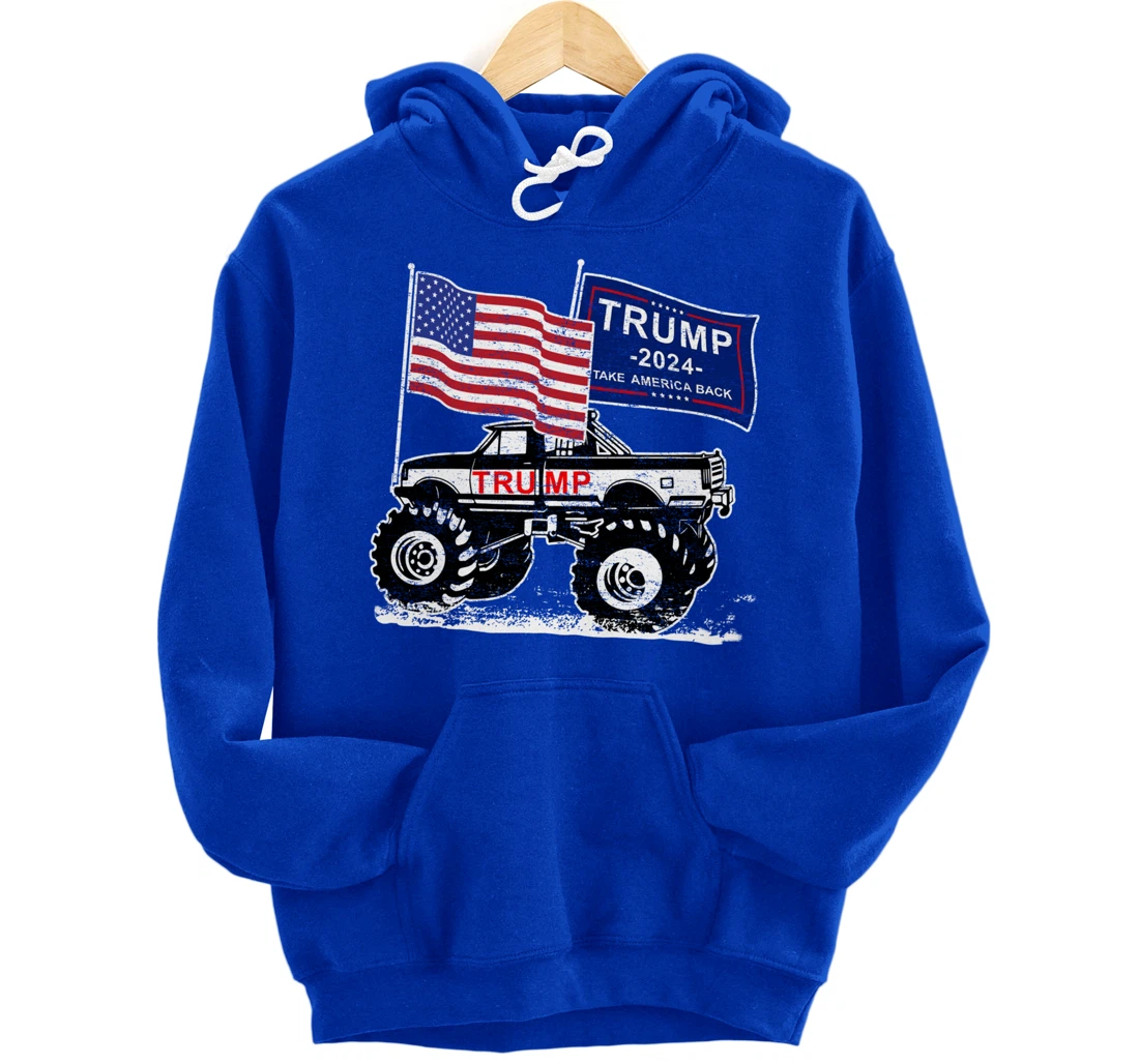 Trump Monster Truck Rally, Trump Flag, Trump 2024 Pullover Hoodie