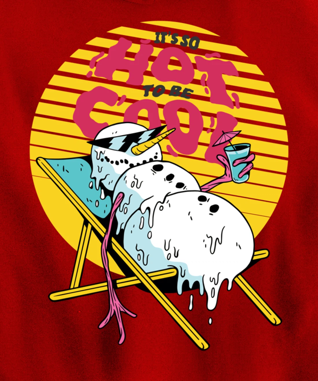 Snowman Summer Sand Beach Melting on Sun So Hot to Cool Down Pullover Hoodie