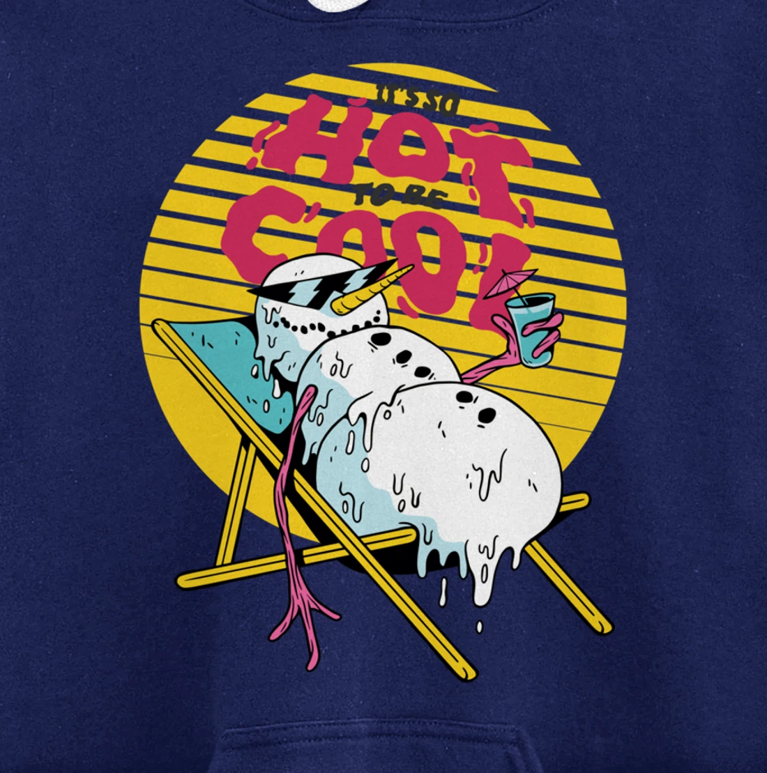 Snowman Summer Sand Beach Melting on Sun So Hot to Cool Down Pullover Hoodie