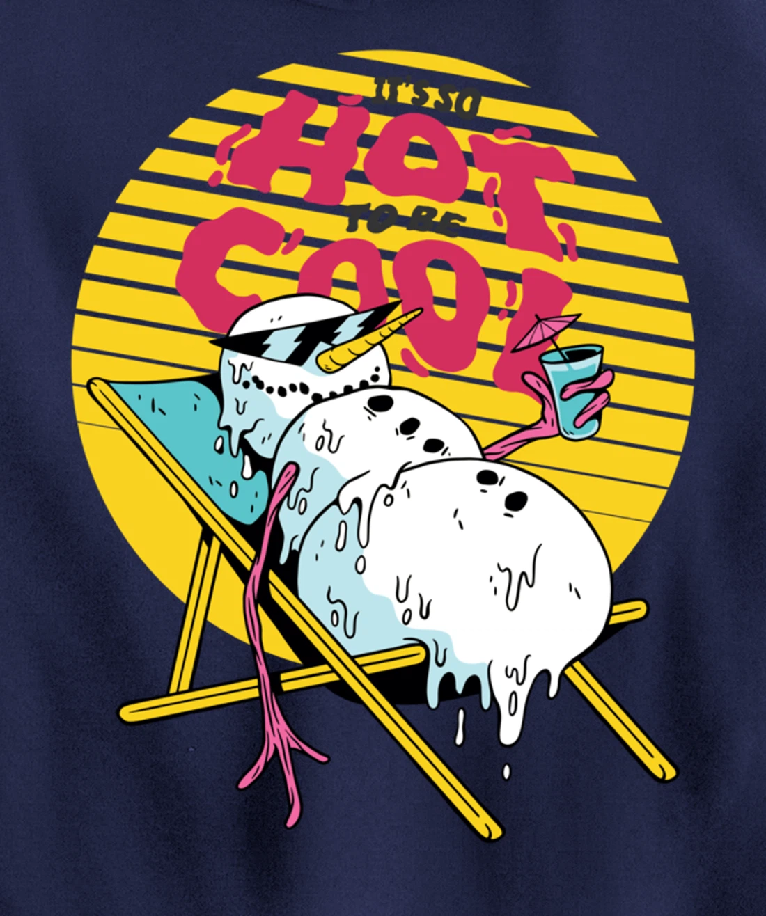 Snowman Summer Sand Beach Melting on Sun So Hot to Cool Down Pullover Hoodie