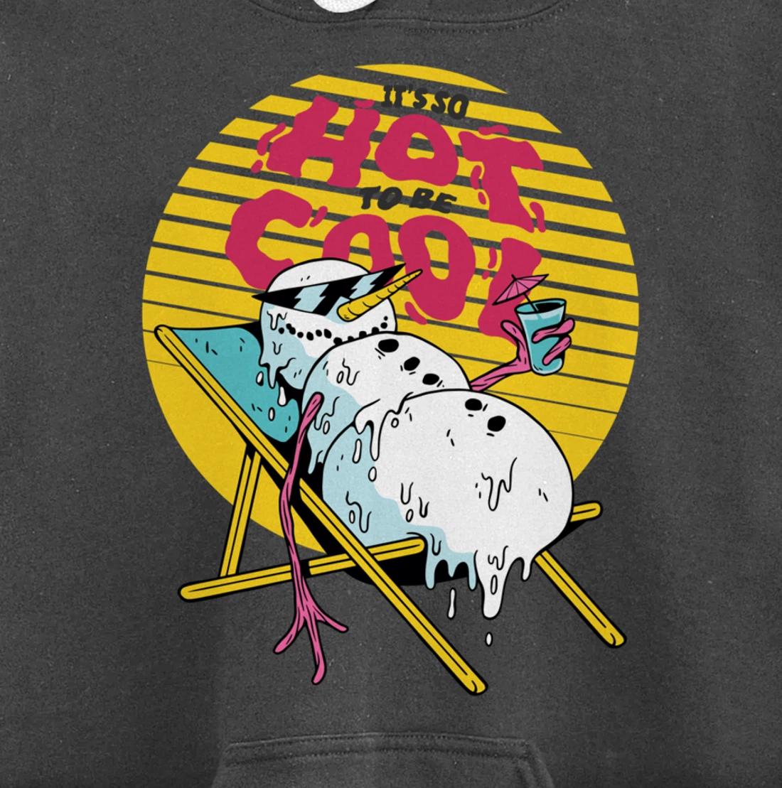 Snowman Summer Sand Beach Melting on Sun So Hot to Cool Down Pullover Hoodie