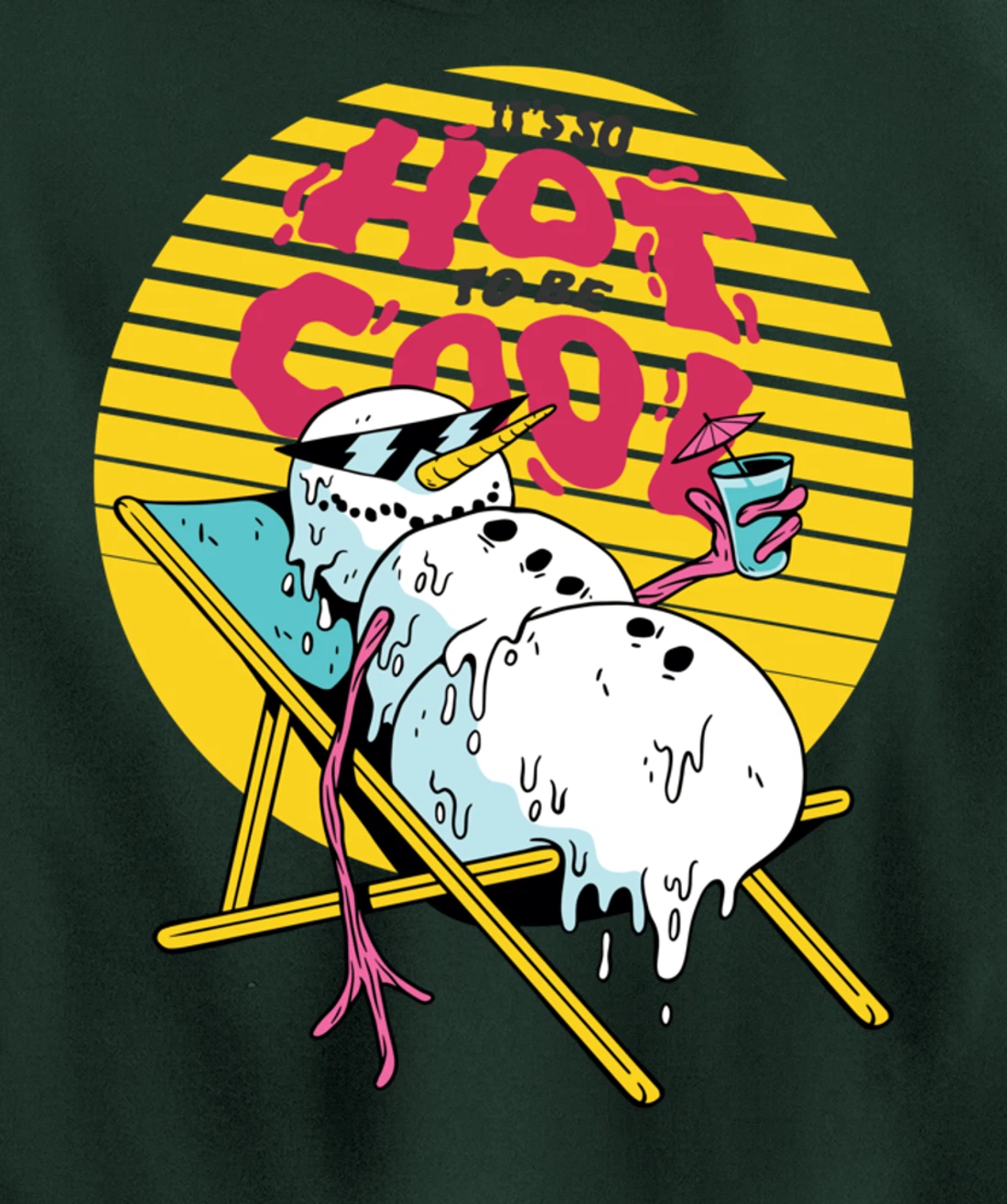 Snowman Summer Sand Beach Melting on Sun So Hot to Cool Down Pullover Hoodie