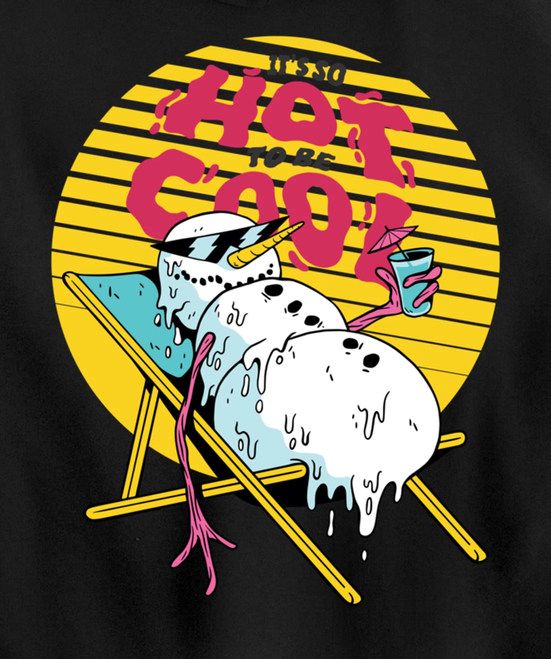 Snowman Summer Sand Beach Melting on Sun So Hot to Cool Down Pullover Hoodie