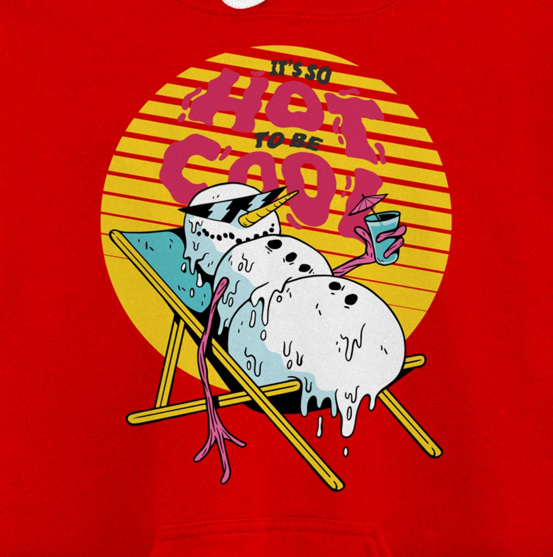 Snowman Summer Sand Beach Melting on Sun So Hot to Cool Down Pullover Hoodie