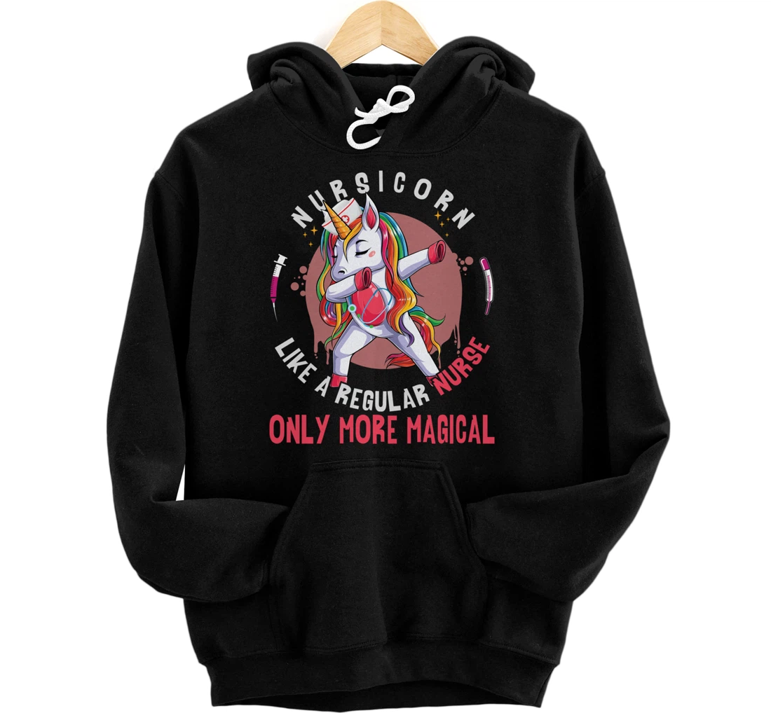 Funny Nursing Lover Nursicorn Graphic Women Magical Nurse Pullover Hoodie