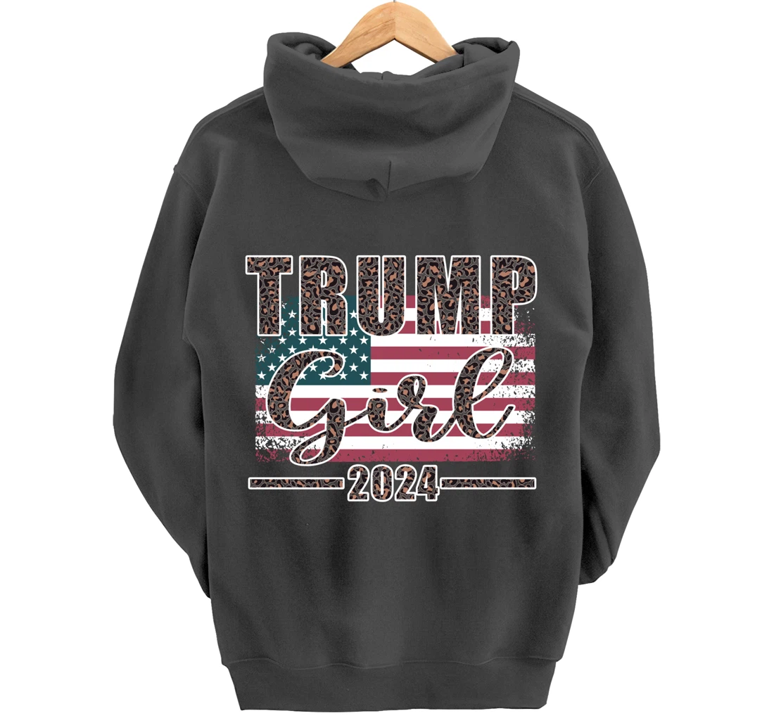 Trump Girl 2024 Pro Trump Supporter for Women Leopard Print Pullover Hoodie