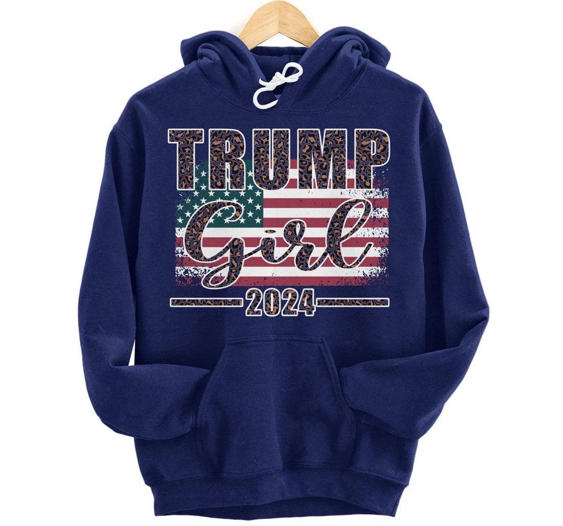 Trump Girl 2024 Pro Trump Supporter for Women Leopard Print Pullover Hoodie