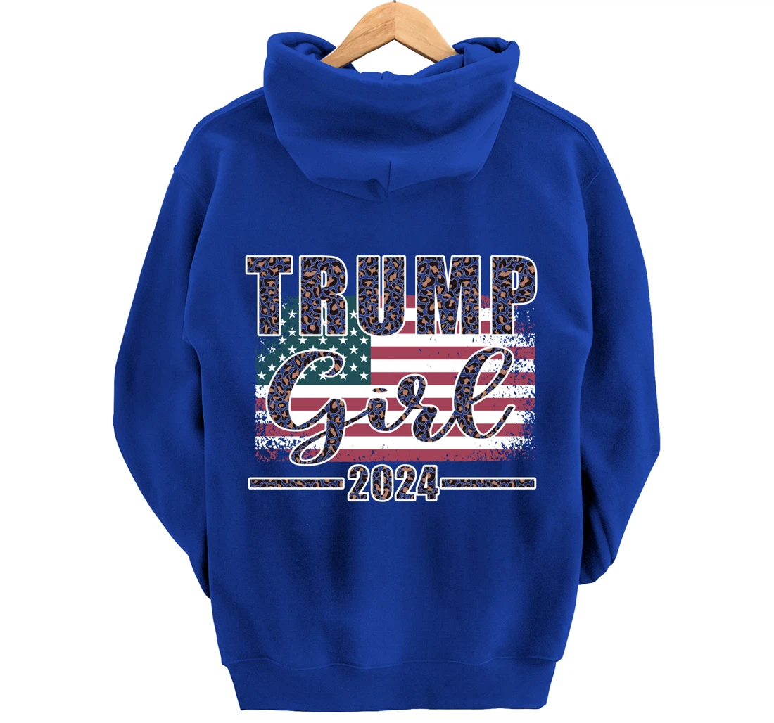 Trump Girl 2024 Pro Trump Supporter for Women Leopard Print Pullover Hoodie