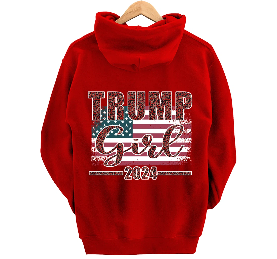 Trump Girl 2024 Pro Trump Supporter for Women Leopard Print Pullover Hoodie