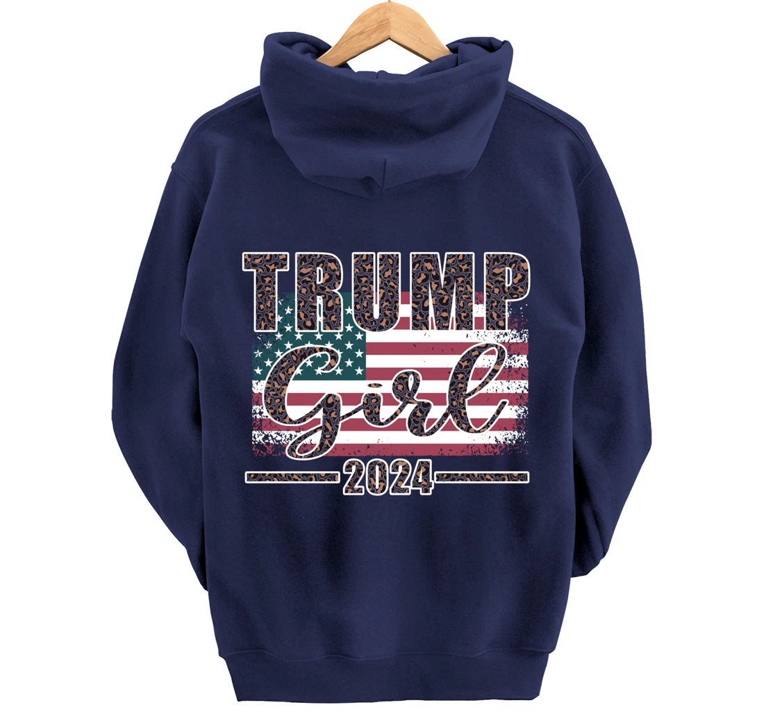 Trump Girl 2024 Pro Trump Supporter for Women Leopard Print Pullover Hoodie