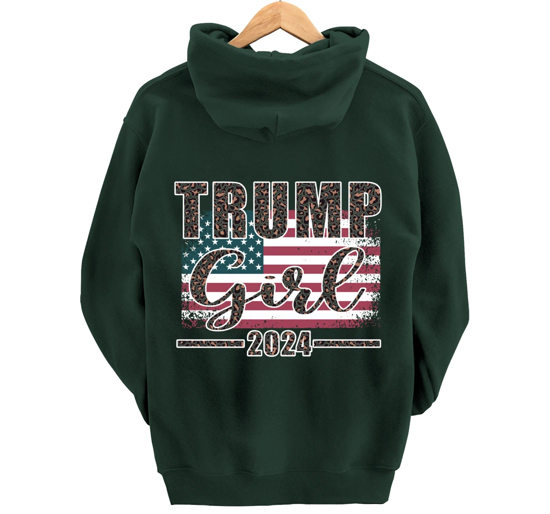 Trump Girl 2024 Pro Trump Supporter for Women Leopard Print Pullover Hoodie