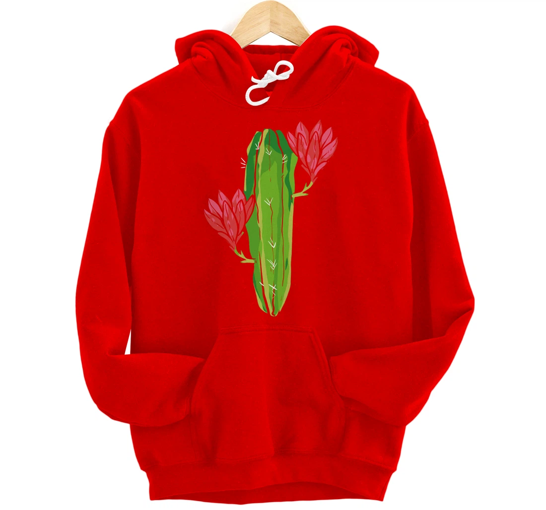 Red Flower Cactus Gardener or Plant Lover Pullover Hoodie