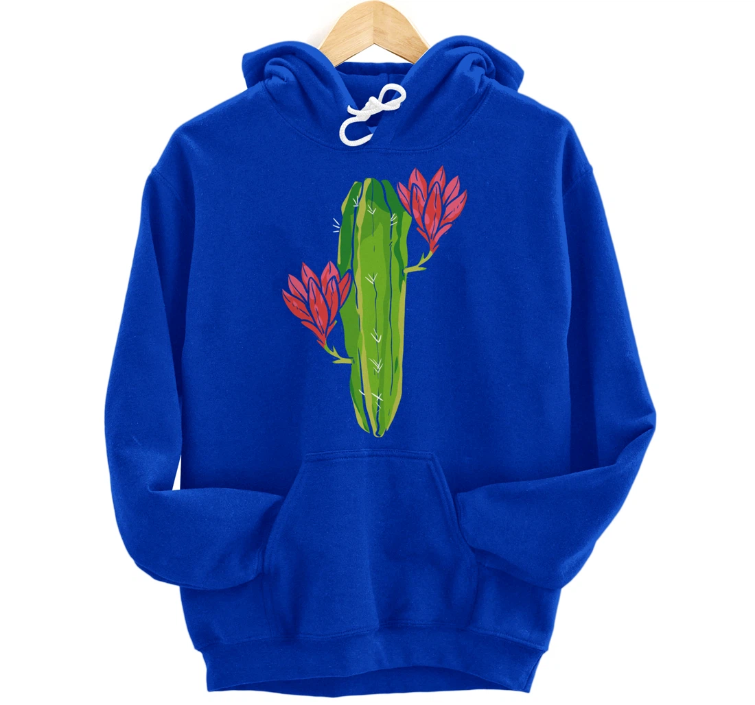 Red Flower Cactus Gardener or Plant Lover Pullover Hoodie