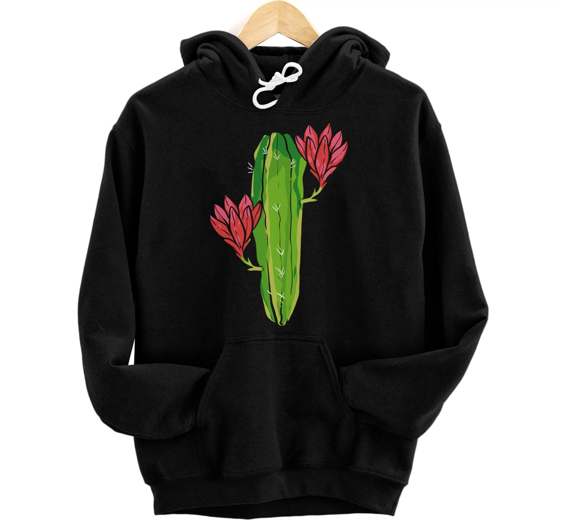 Red Flower Cactus Gardener or Plant Lover Pullover Hoodie