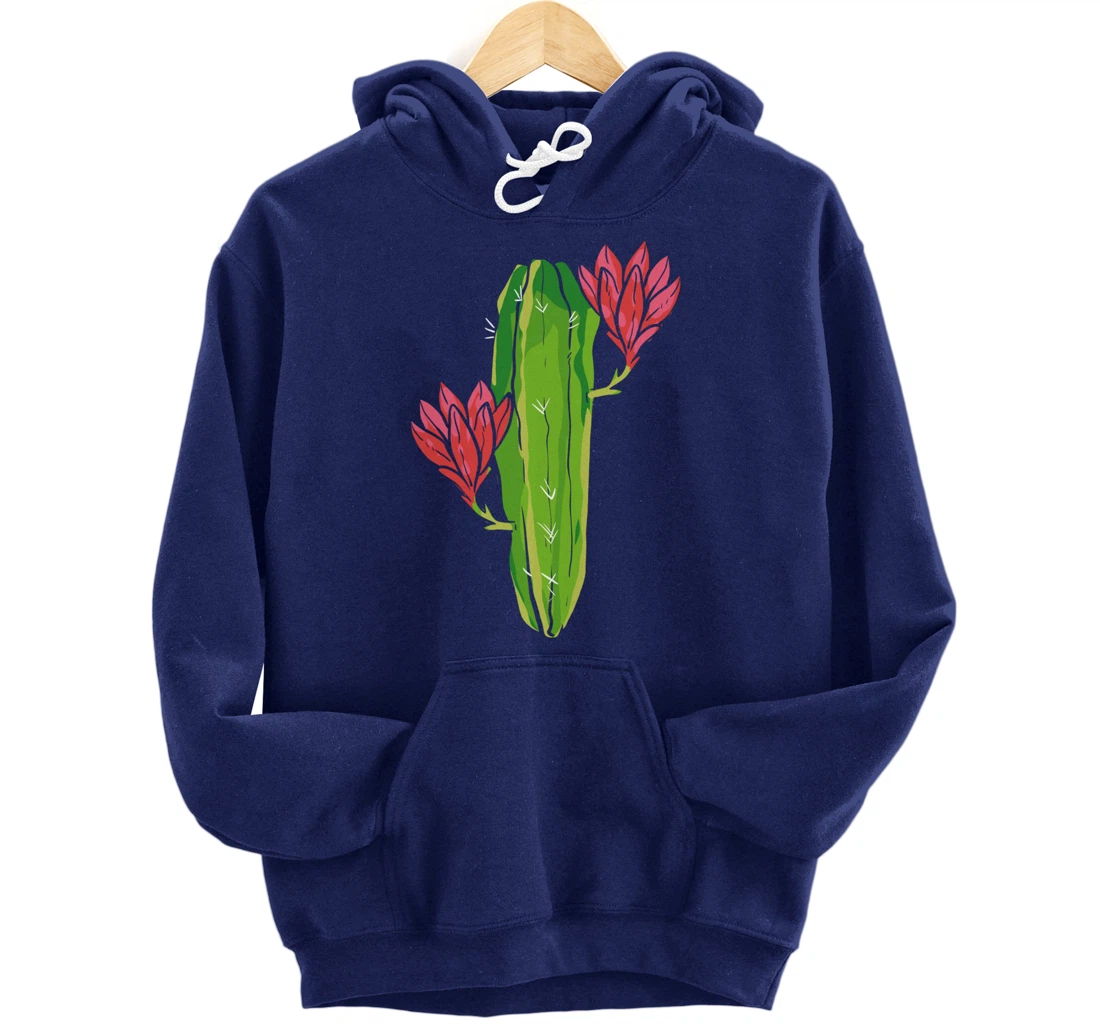 Red Flower Cactus Gardener or Plant Lover Pullover Hoodie