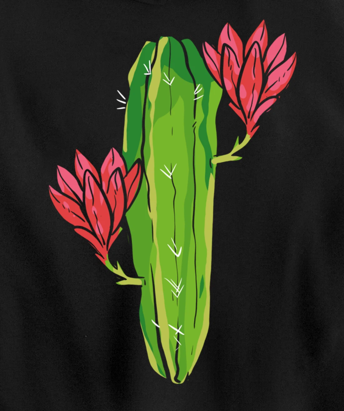 Red Flower Cactus Gardener or Plant Lover Pullover Hoodie