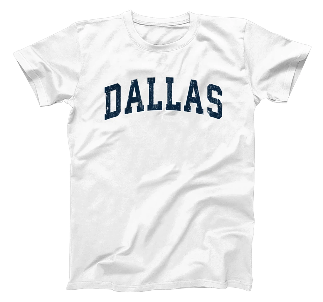 Dallas Texas TX Vintage Varsity Sports Navy Text T-Shirt T-Shirt