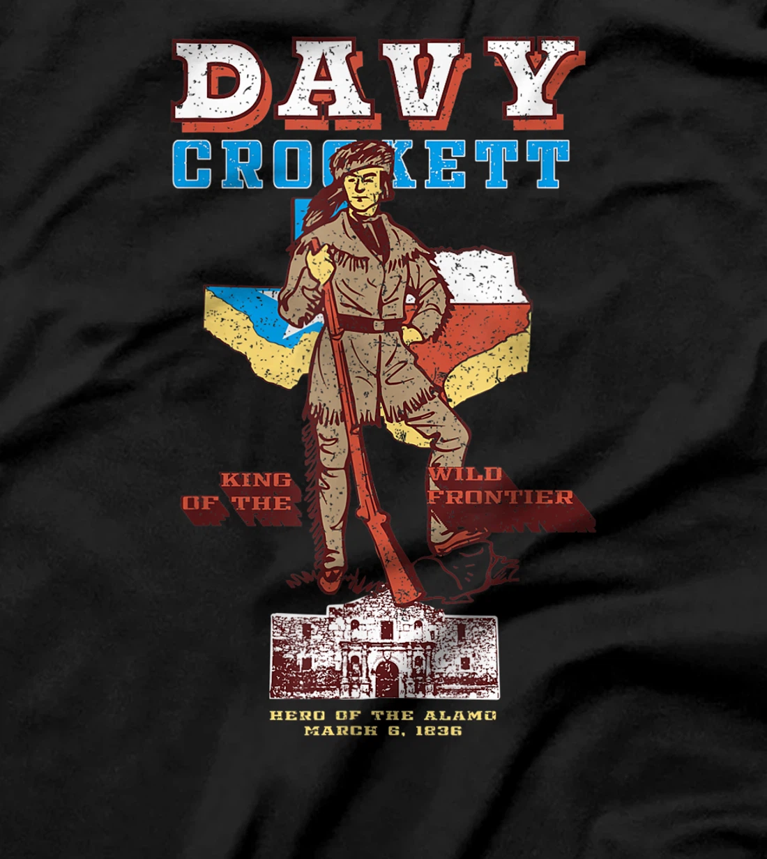 Davy Crockett Texas Alamo Cowboy Vintage Souvenir T-Shirt