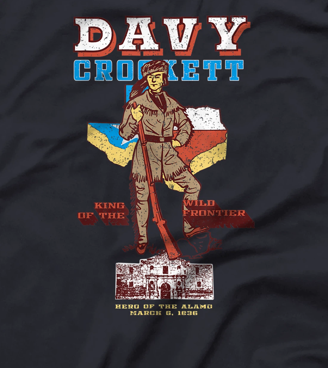 Davy Crockett Texas Alamo Cowboy Vintage Souvenir T-Shirt
