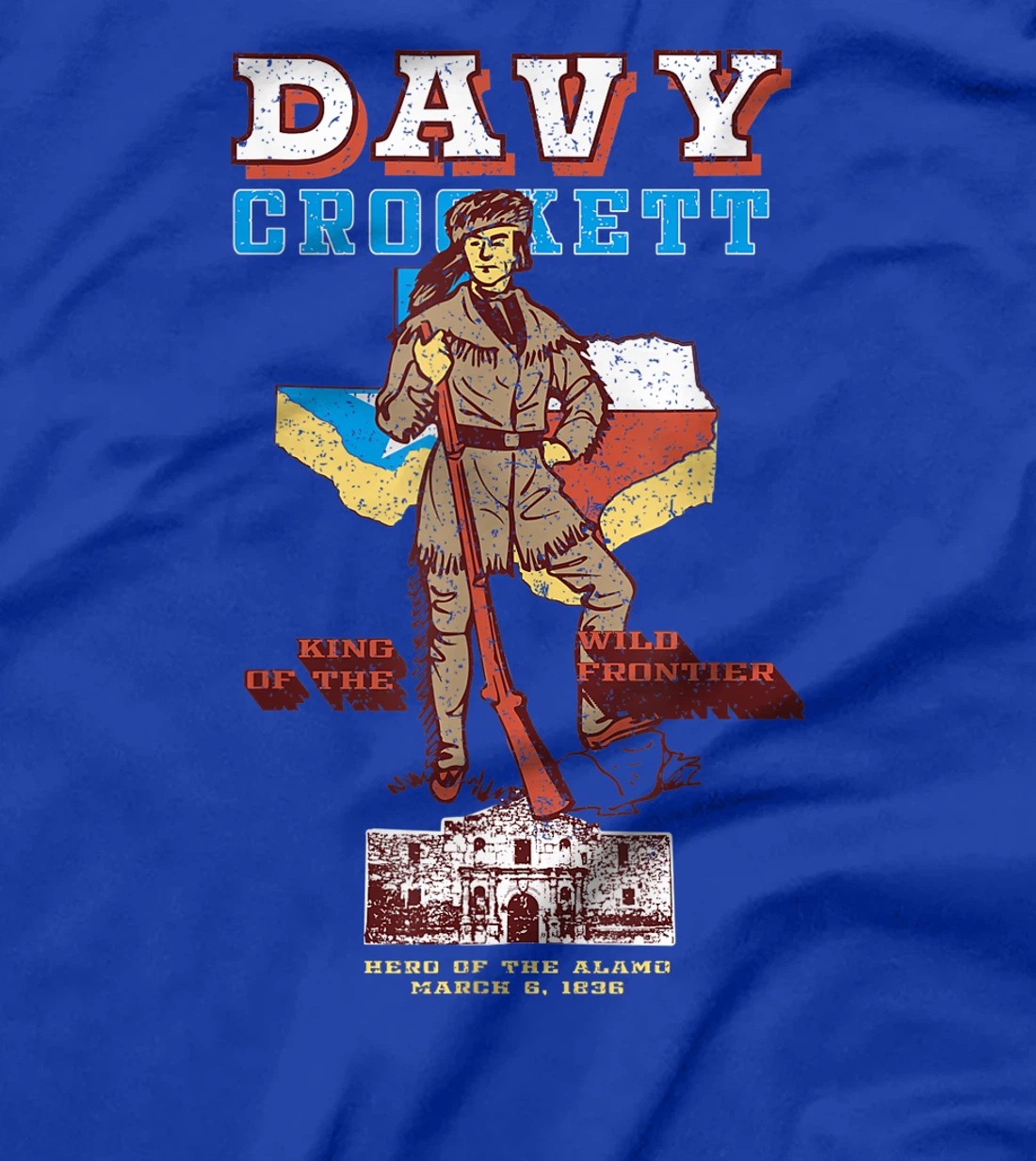 Davy Crockett Texas Alamo Cowboy Vintage Souvenir T-Shirt