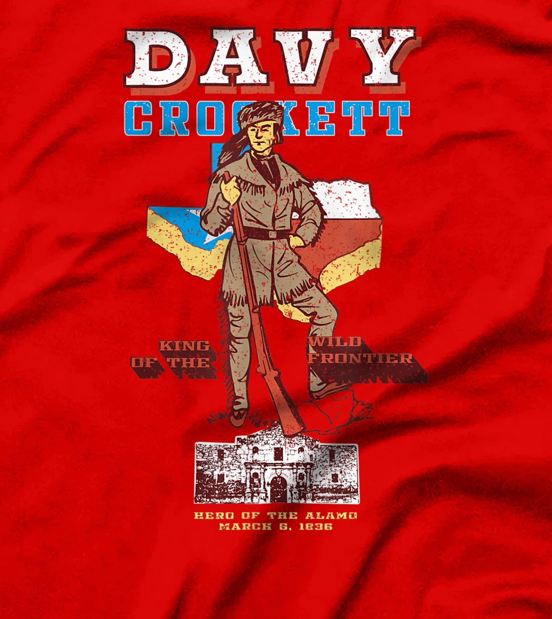 Davy Crockett Texas Alamo Cowboy Vintage Souvenir T-Shirt