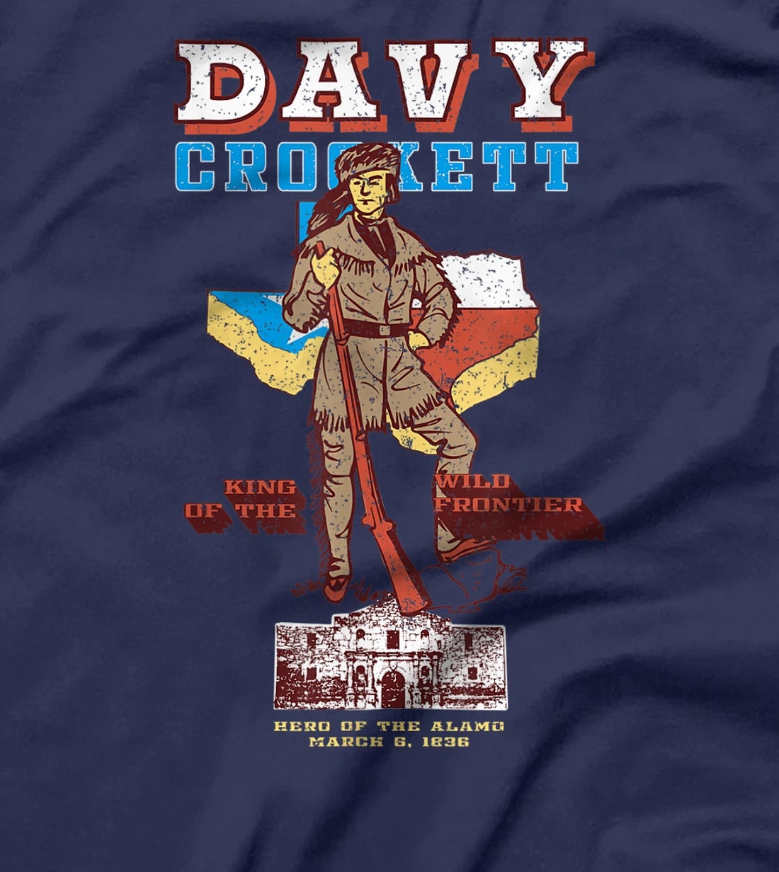 Davy Crockett Texas Alamo Cowboy Vintage Souvenir T-Shirt