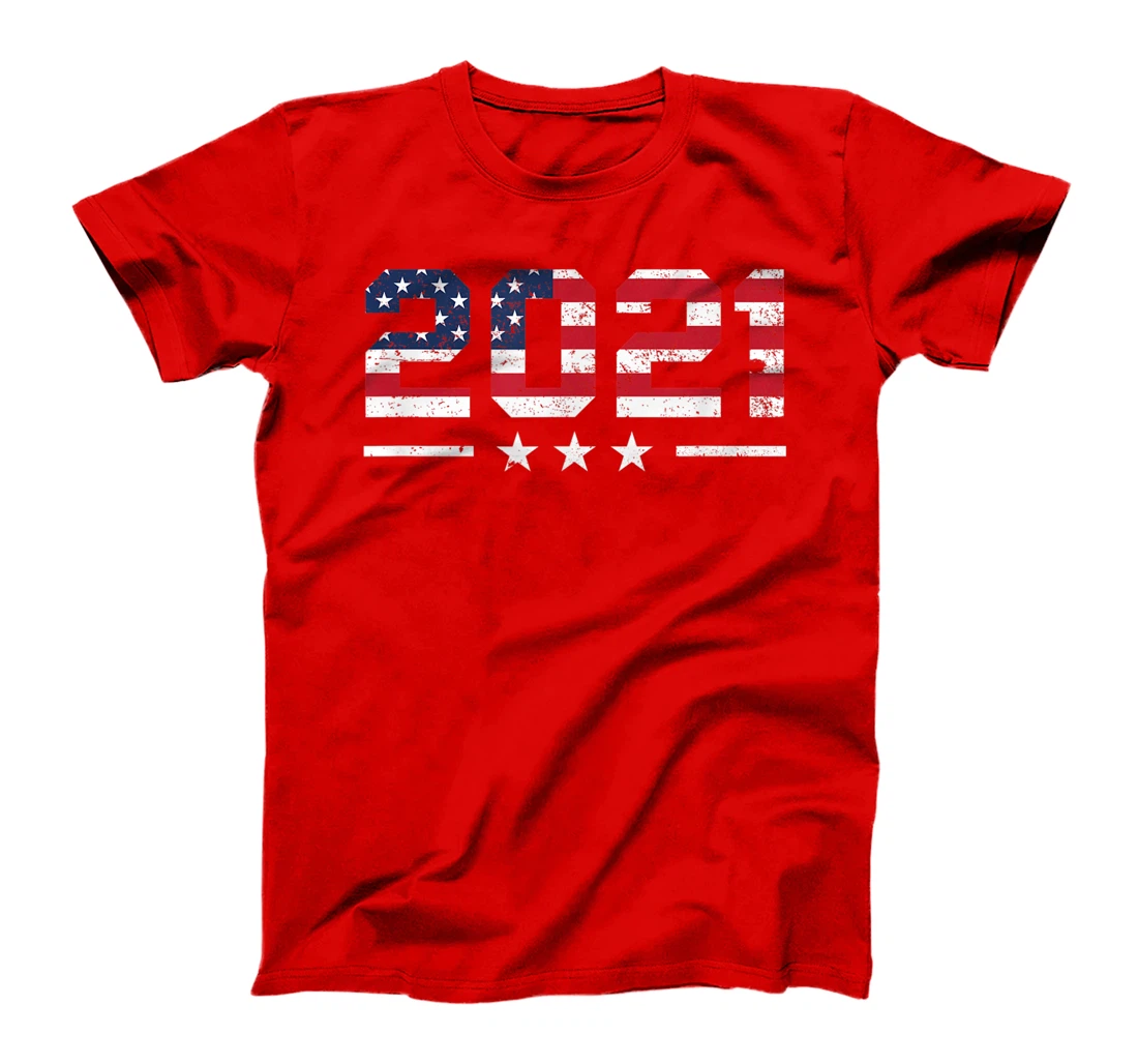Cool New Years Clothing Gifts Veteran Soldier 2021 USA Flag T-Shirt