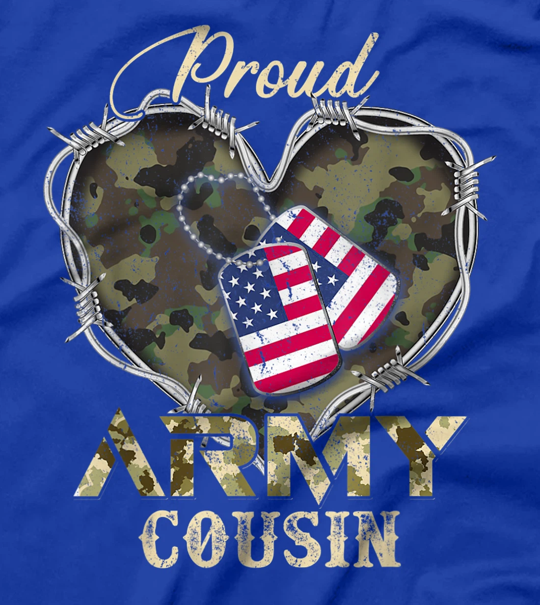 Proud Army Cousin With Heart American Flag For Veteran T-Shirt