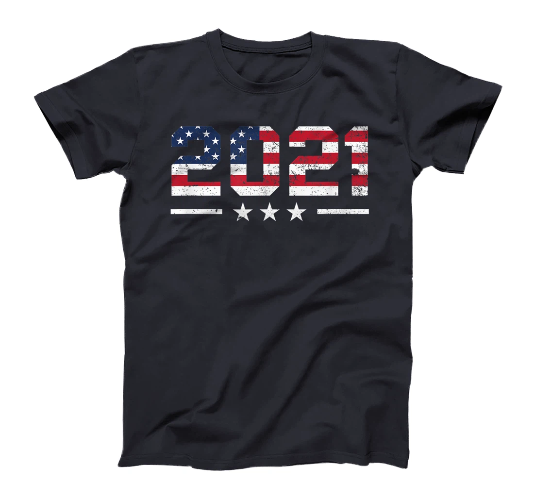 Cool New Years Clothing Gifts Veteran Soldier 2021 USA Flag T-Shirt