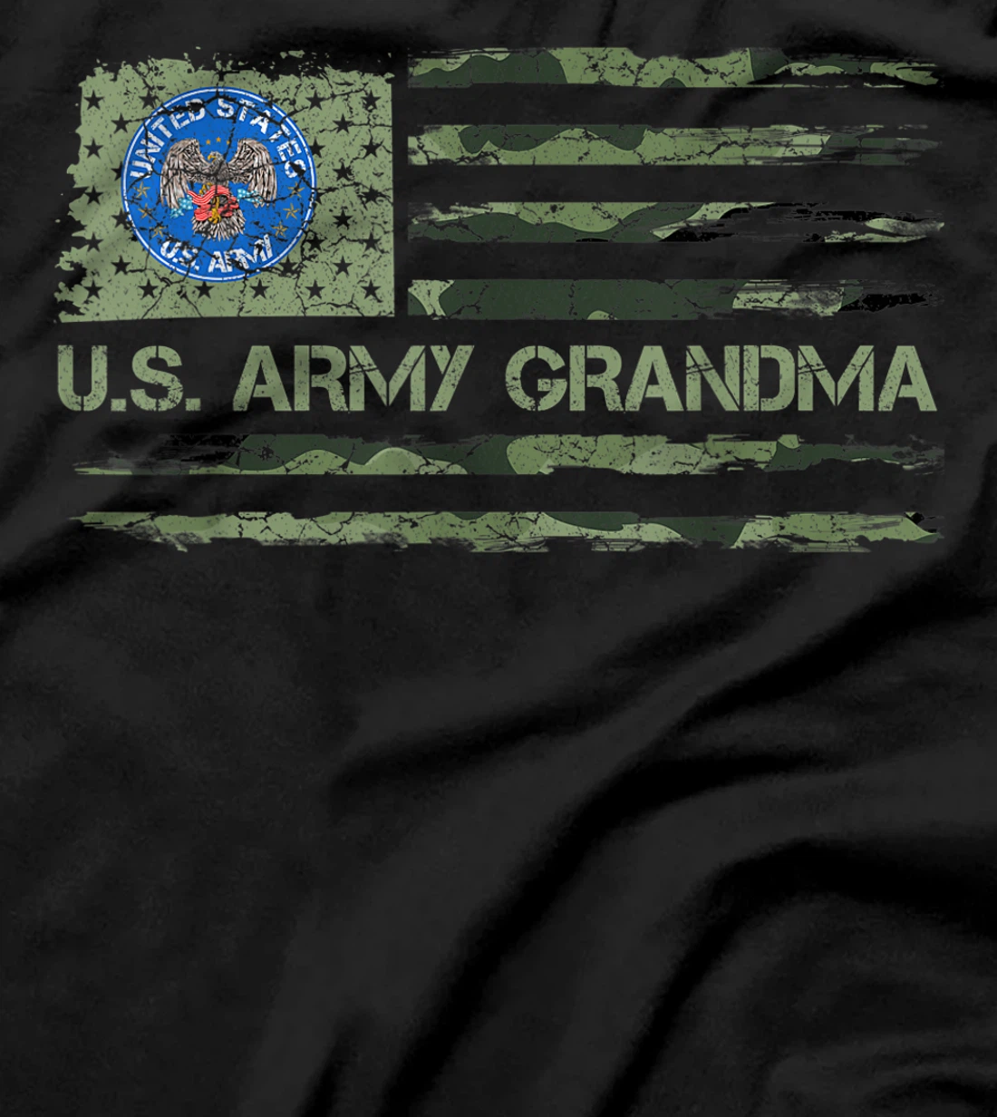 Vintage USA American Camo Flag Proud US Army Veteran Grandma T-Shirt