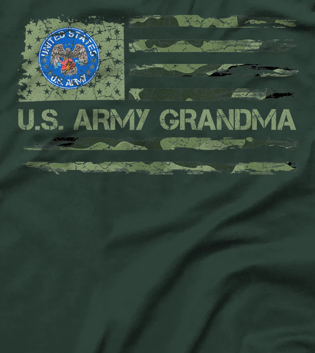 Vintage USA American Camo Flag Proud US Army Veteran Grandma T-Shirt