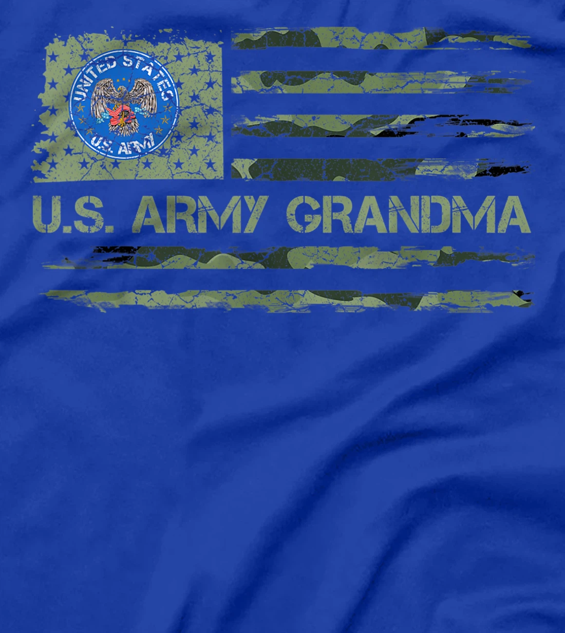 Vintage USA American Camo Flag Proud US Army Veteran Grandma T-Shirt