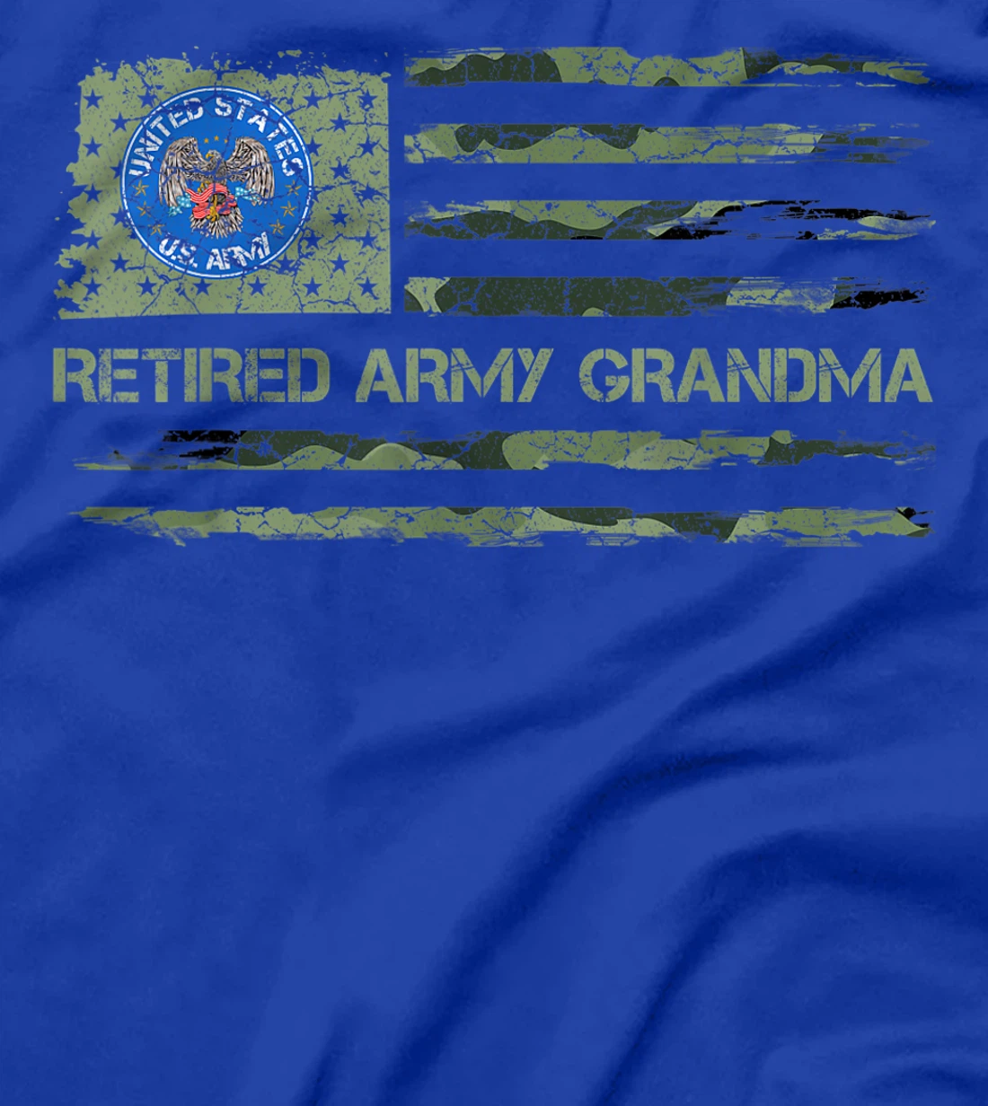 Vintage USA American Camo Flag Retired Army Veteran Grandma T-Shirt
