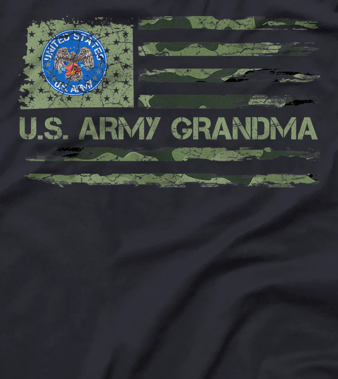 Vintage USA American Camo Flag Proud US Army Veteran Grandma T-Shirt