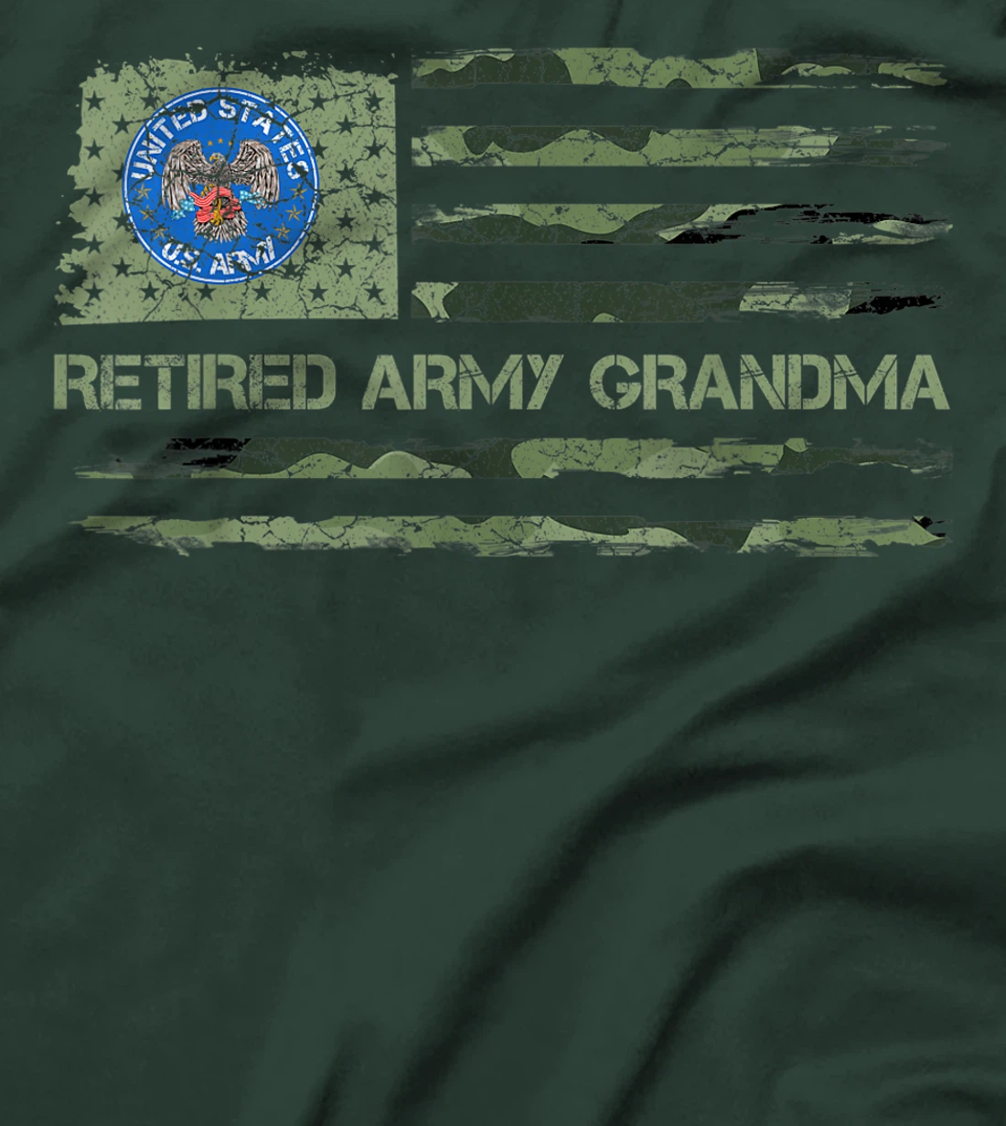 Vintage USA American Camo Flag Retired Army Veteran Grandma T-Shirt