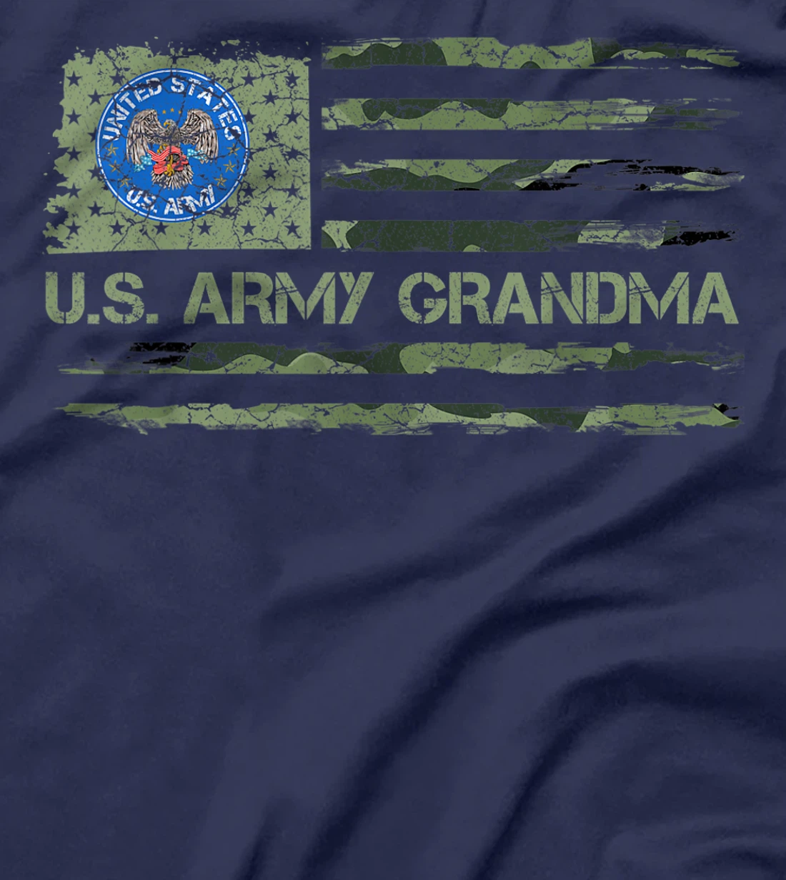 Vintage USA American Camo Flag Proud US Army Veteran Grandma T-Shirt