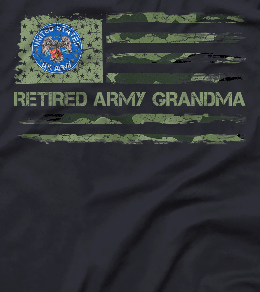Vintage USA American Camo Flag Retired Army Veteran Grandma T-Shirt