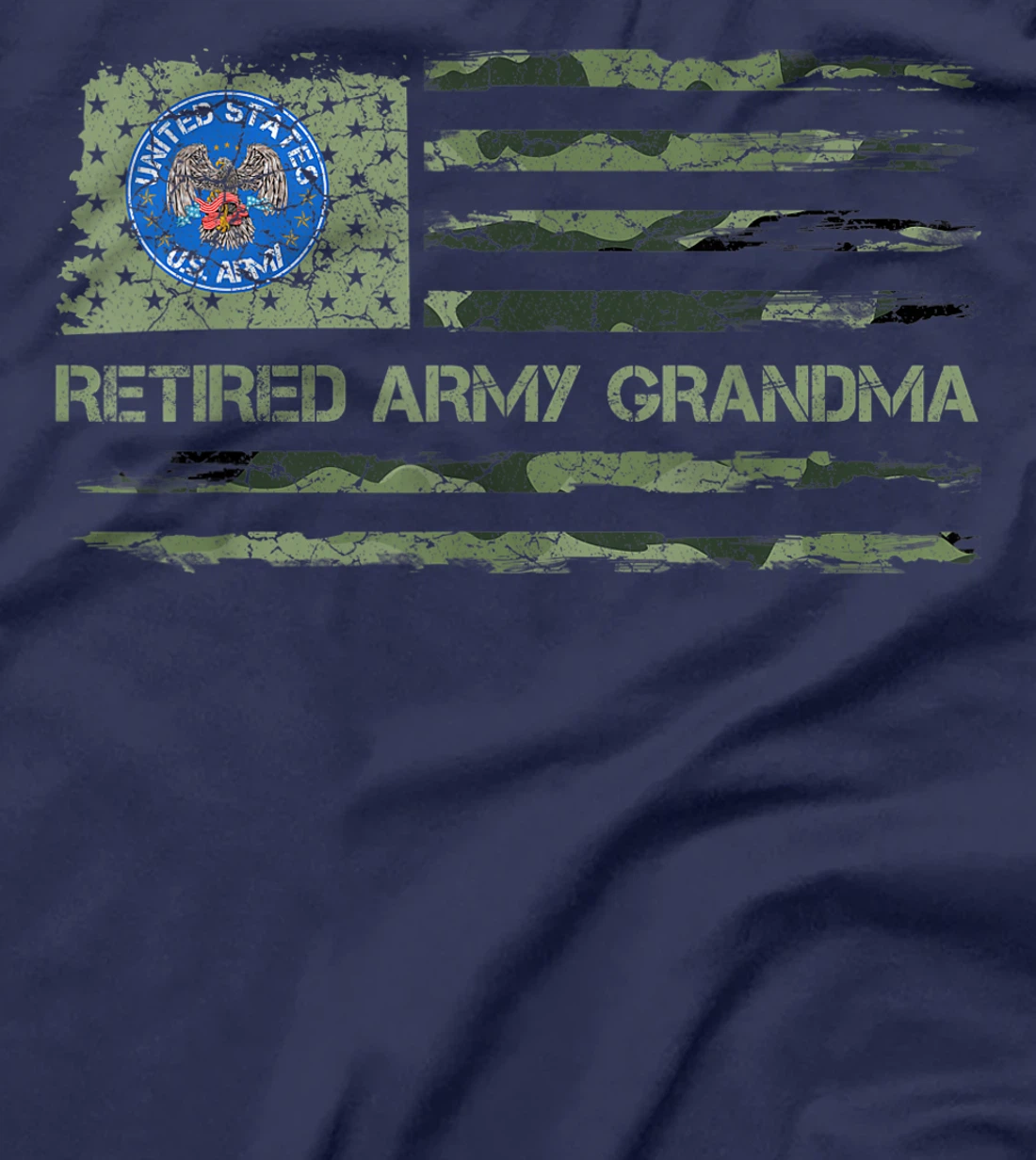 Vintage USA American Camo Flag Retired Army Veteran Grandma T-Shirt